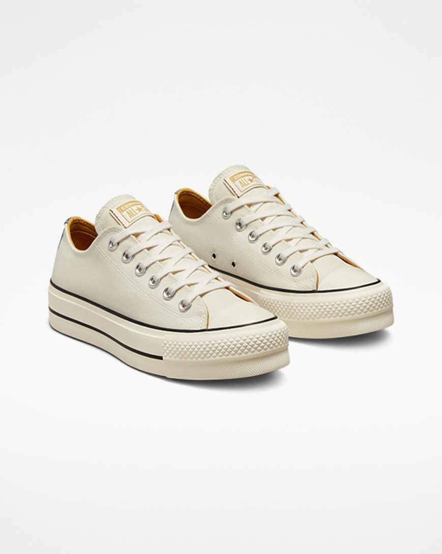 Women's Converse Chuck Taylor All Star Lift Denim & Canvas Low Top Platform Shoes Beige / Navy / Orange | AU 0C896C